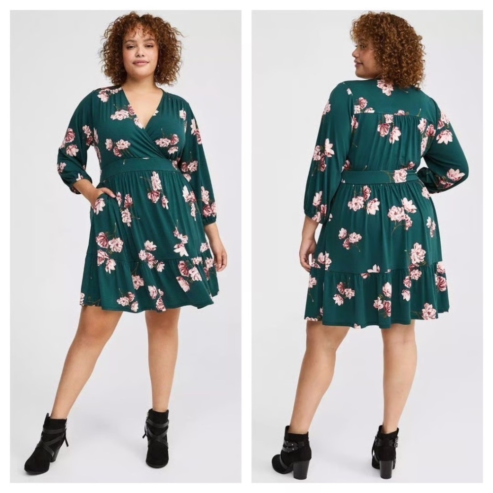 NWT Torrid Surplice Jersey Tiered Midi Dress | 00 (Torrid 10)